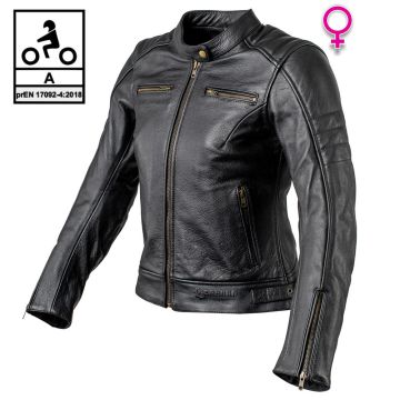 Giacca moto donna pelle Carburo TWISTER LADY CE certificata Nero