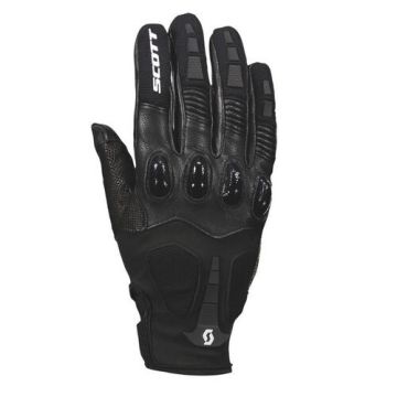 Scott Assault Pro Leather Motorcycle Gloves Black White