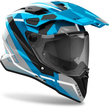 Airoh COMMANDER 2 MAVICK full-face touring helmet in Cerulean Blue fiber