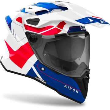 Airoh COMMANDER 2 REVEAL full-face touring helmet in glossy Blue Red fiber