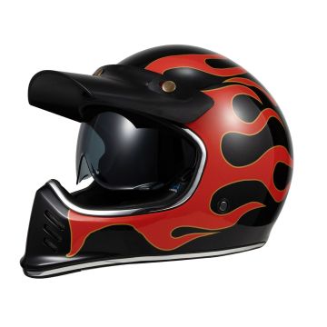 Casco integrale Carburo BARRICADE CE Fiamme Nero Rosso