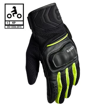 Guanti moto estivi Befast COMMANDER AIR CE Certificati Nero Giallo Fluo