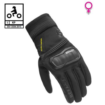 Guanti moto donna invernali Befast STRETCH LADY CE Certificati Nero Giallo Fluo 