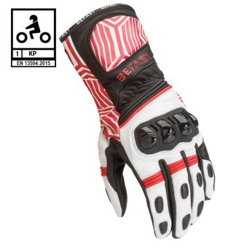 Befast SENTUL CE Black White Red Racing Leather Motorcycle Gloves