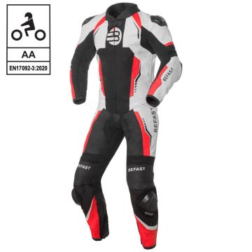 Tuta minimoto bambino pelle racing Befast Vegas CE Nero Bianco Rosso