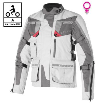 Giacca moto donna touring Befast TOURING TECH Lady CE certificata 3 strati Nero Grigio