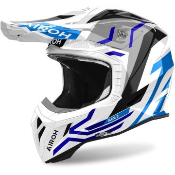 Airoh AVIATOR ACE 2 GROUND cross helmet in glossy blue fiber