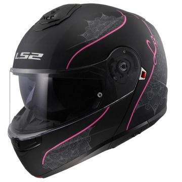 LS2   FF908 Strobe 2 Lux Matt Black Pink Modular Helmet