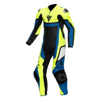 Dainese Gen-Z Junior Leather 1pc Suit Perf Fluo Yellow Light Blue Black