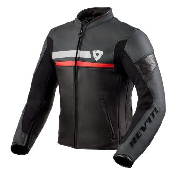 Rev'it Mile Leather Jacket Black Red