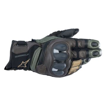 Alpinestars BELIZE V2 DRYSTAR Leather Motorcycle Gloves Black Green Forest Brown