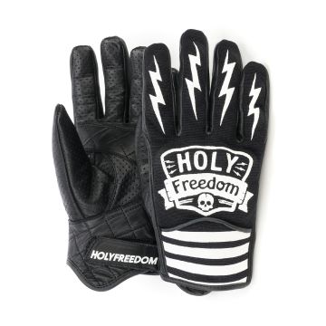 Holy Freedom SAMI Black White leather and fabric summer gloves  (NO CE)