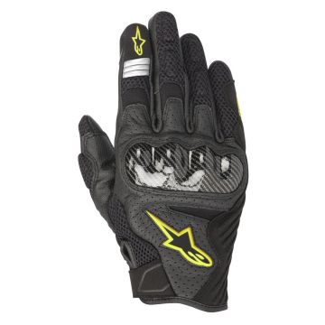 Alpinestars SMX-1 AIR V2 leather summer gloves black yellow fluo