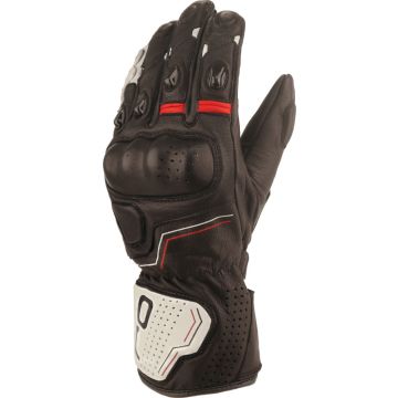 OJ SLEEK Black White Red Motorcycle Leather Gloves