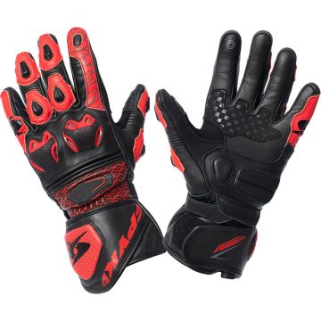 Spyke TECH RACE racing leather gloves Black Fluo Red