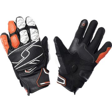 Spyke TECH SHORT 2.0 racing leather gloves Black White Orange