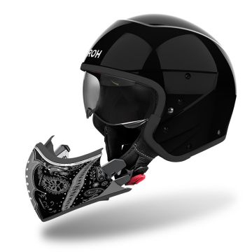 Casco modulare Airoh J 110 PAESLY in fibra Nero lucido