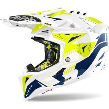 Airoh Aviator 3 Spin Cross Helmet Yellow Blue Gloss