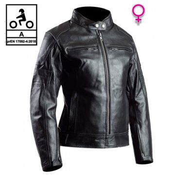 Giacca moto donna pelle Carburo KRONOS Lady CE certificata Nero 