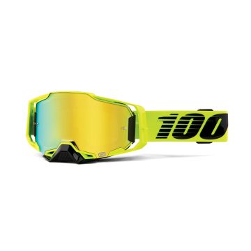 100% armega nuclear citrus mx goggle mirror gold lens