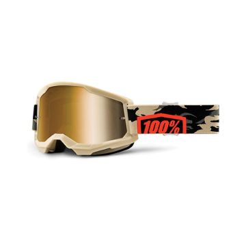 100% Strata 2 kombat cross goggle mirror gold lens