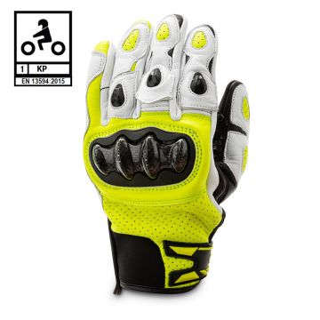 Guanti moto pelle racing Befast RAPTOR CE certificati Nero Giallo