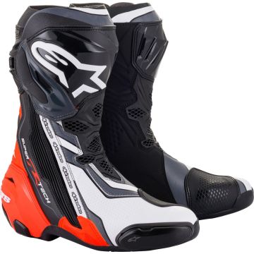 Stivali moto Alpinestars SUPERTECH R Nero Rosso Fluo Bianco Grigio