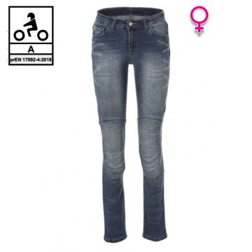 Jeans moto donna Carburo TORIN Lady CE Certificati con fibra aramidica Blu Stonewash