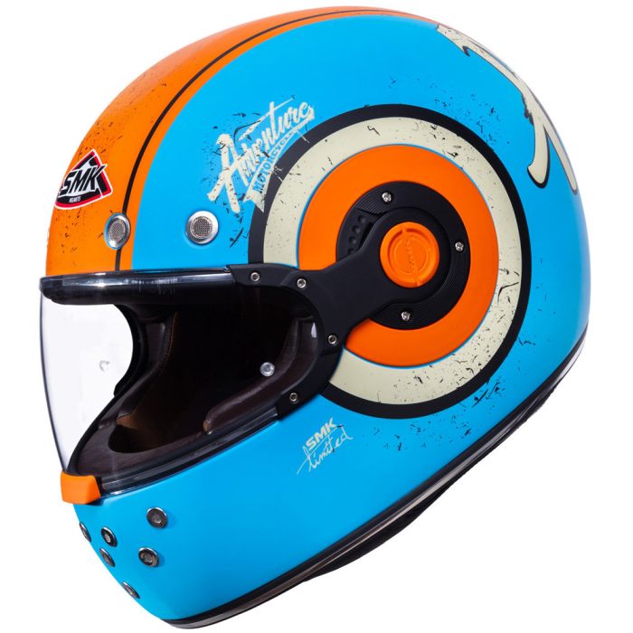 SMK RETRO ADVENTURE full face helmet Light Blue Orange