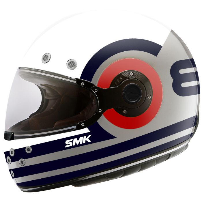 SMK RETRO RANKO full face helmet White Blue Grey