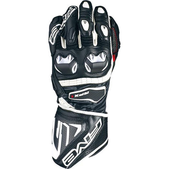 Five RFX1 leather racing gloves Black White