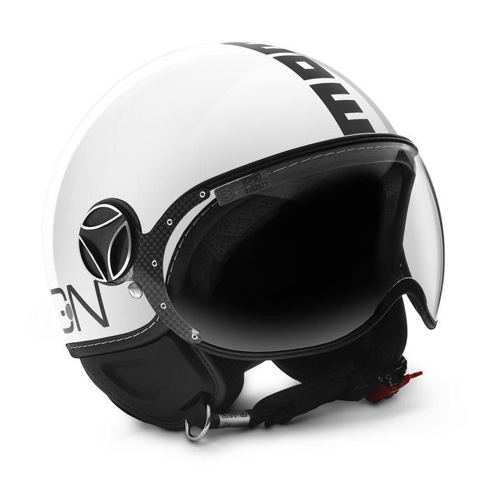 Casco jet Momo Design Fighter Classic bianco lucido nero