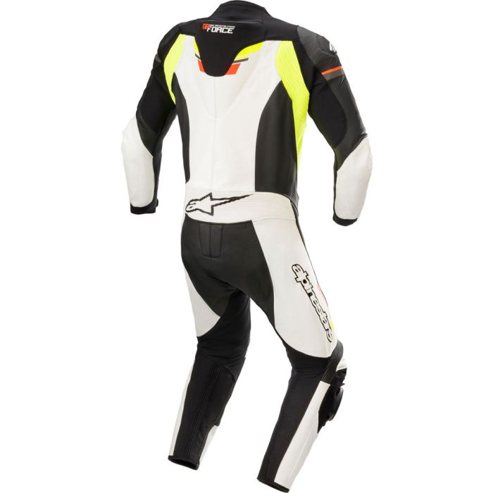 Alpinestars GP FORCE CHASER leather suit Black White Red Fluo Yellow Fluo